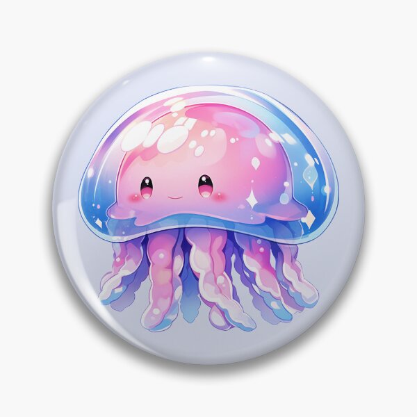 Item preview, Cute Kawaii Happy Jellyfish in Pink and Purple Pastel designed and sold by CozyKawaiiArt.