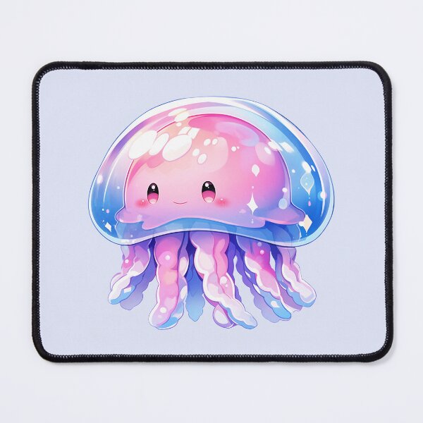 Item preview, Cute Kawaii Happy Jellyfish in Pink and Purple Pastel designed and sold by CozyKawaiiArt.