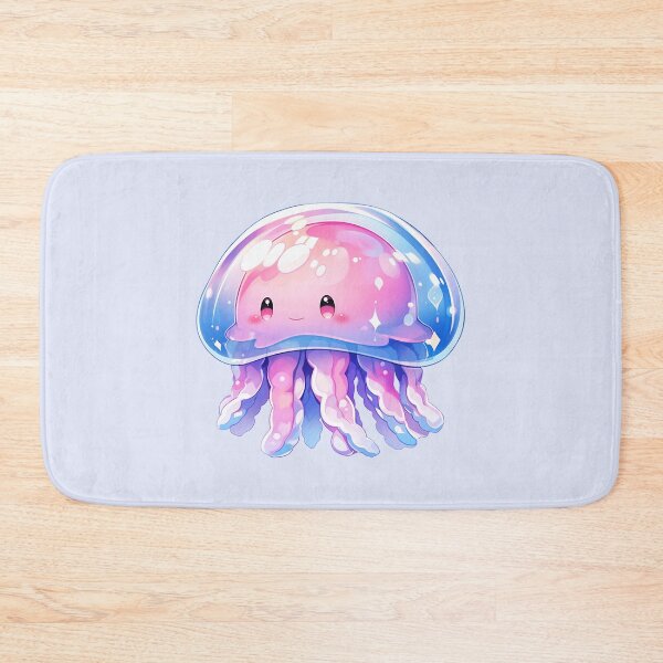 Item preview, Cute Kawaii Happy Jellyfish in Pink and Purple Pastel designed and sold by CozyKawaiiArt.