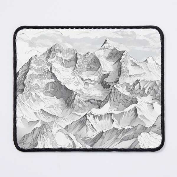 Item preview, Snowy Mountains Drawing designed and sold by NicolasGlowArt.