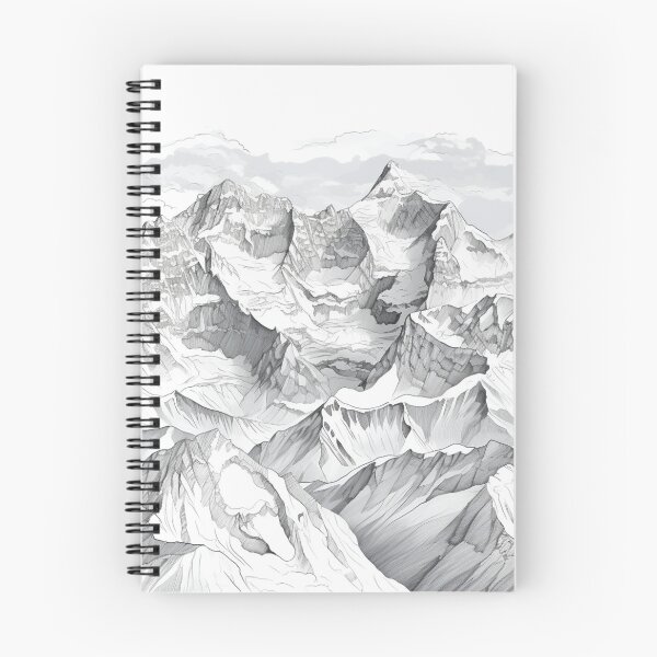 Item preview, Snowy Mountains Drawing designed and sold by NicolasGlowArt.