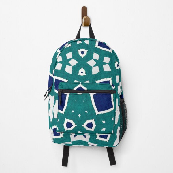 Item preview, Abstract geometric print in mosaic style in shades of green, blue and white designed and sold by Martapp.