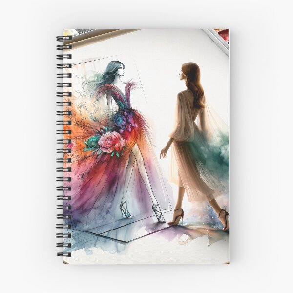 Item preview, Fashion sketch come to life, with the model stepping out of a watercolor painting, blending art and fashion designed and sold by AndreaMart.