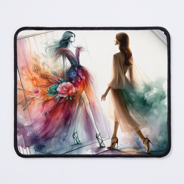 Item preview, Fashion sketch come to life, with the model stepping out of a watercolor painting, blending art and fashion designed and sold by AndreaMart.