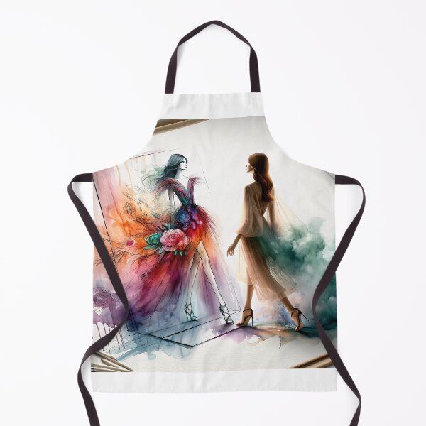 Item preview, Fashion sketch come to life, with the model stepping out of a watercolor painting, blending art and fashion designed and sold by AndreaMart.