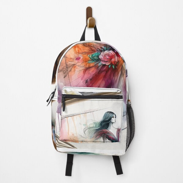 Item preview, Fashion sketch come to life, with the model stepping out of a watercolor painting, blending art and fashion designed and sold by AndreaMart.