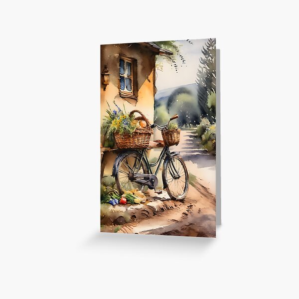 Item preview, Rustic Bicycle Picnic: Watercolor Splendor designed and sold by MarinaFila.