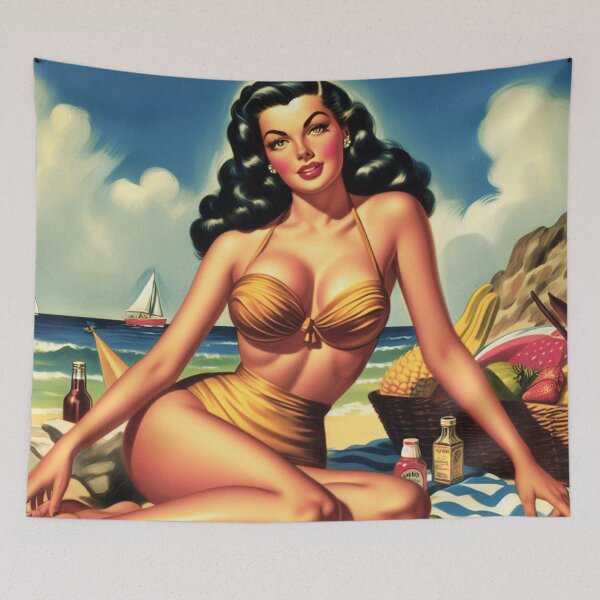 Item preview, chica de playa retro designed and sold by PulpVintage.