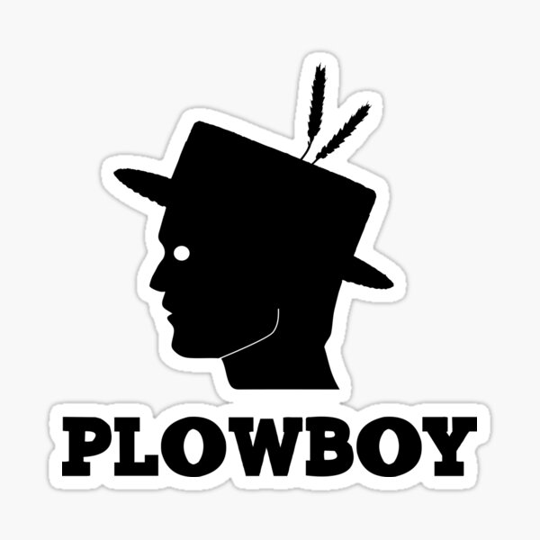 "PLOWBOY PLAY.BOY LOGO PARODY" Sticker by VMaki Redbubble