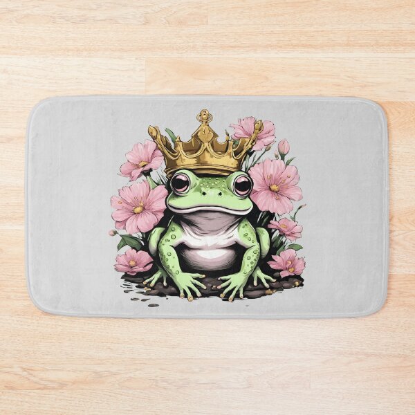 Item preview, the Frog king from the fairy tale , pink vintage style hibiscus flowers  designed and sold by coloursforkids.