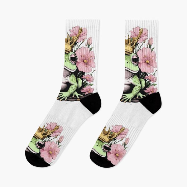 Item preview, the Frog king from the fairy tale , pink vintage style hibiscus flowers  designed and sold by coloursforkids.