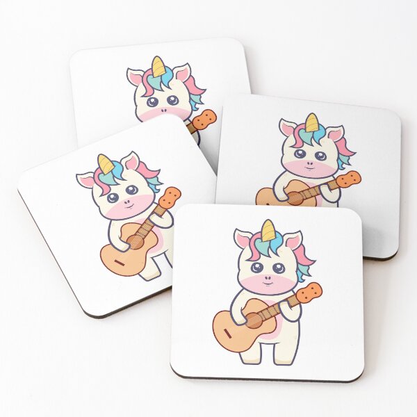 Item preview, Kawaii Unicorn Playing Acoustic Guitar Cartoon designed and sold by RayanPod.