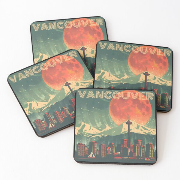 Item preview, Vancouver BC Canada City Mountains Moon Vintage designed and sold by Leonardo Palumbo.