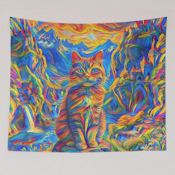 Item preview, Stylised castle and cat. DeepDream designed and sold by blackhalt.