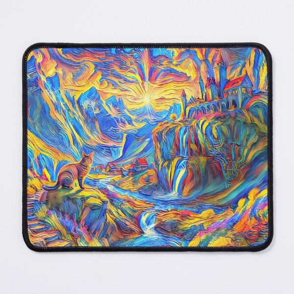 Item preview, Stylised castle and cat. DeepDream designed and sold by blackhalt.