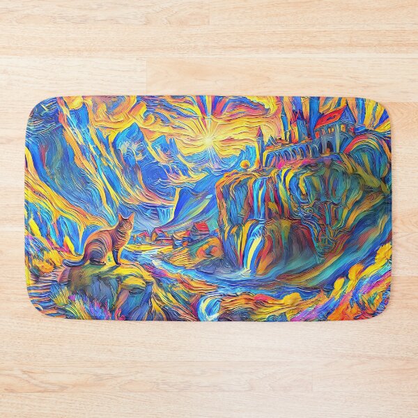 Item preview, Stylised castle and cat. DeepDream designed and sold by blackhalt.