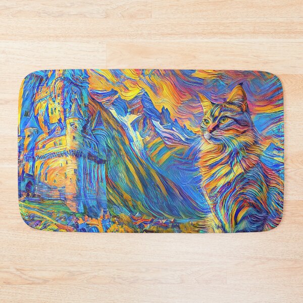 Item preview, Stylised castle and cat. DeepDream designed and sold by blackhalt.