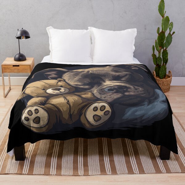 Item preview, Sleeping American Staffordshire Terrier with teddy bear designed and sold by drizzd.