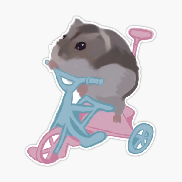 cute hamster on a bike Sticker