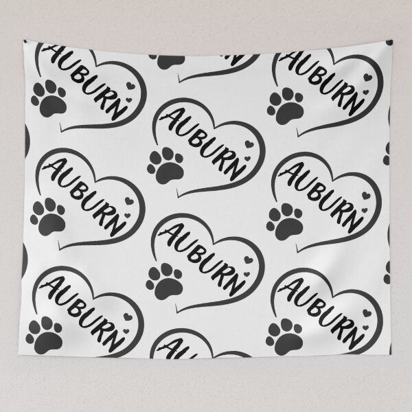 Item preview, Auburn pet dog or cat name in a heart with a paw, great gift for dog or cat owners designed and sold by OCS1337.