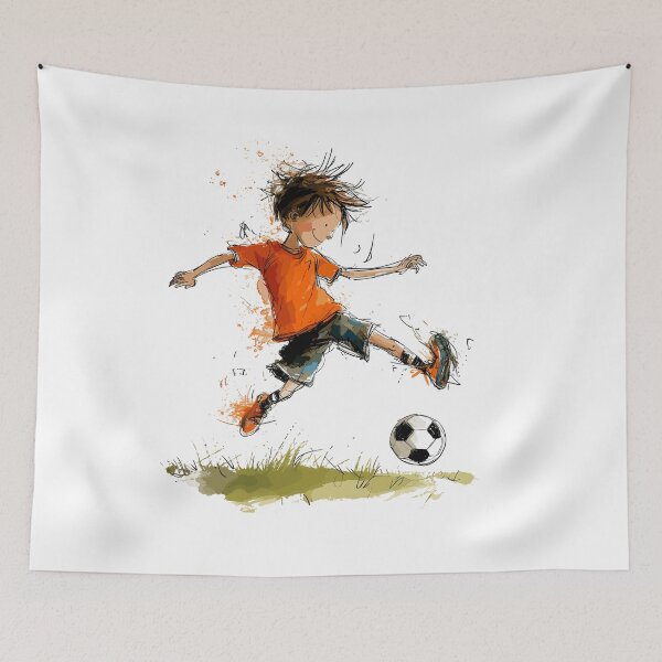 Item preview, Little Boy Playing Soccer designed and sold by Liededrom..