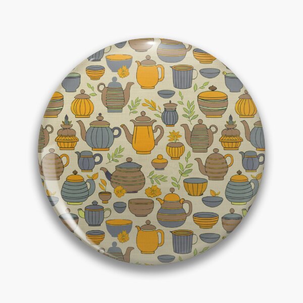 Item preview, Tea pots pattern yellow ocre  designed and sold by Alessandro Remo Mazzoni Remotextiles.
