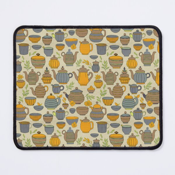 Item preview, Tea pots pattern yellow ocre designed and sold by Alessandro Remo Mazzoni Remotextiles.