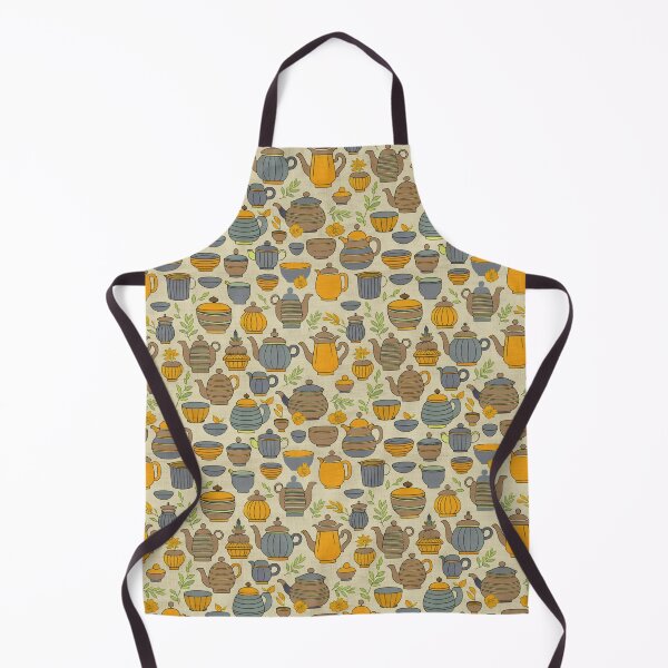 Item preview, Tea pots pattern yellow ocre  designed and sold by Alessandro Remo Mazzoni Remotextiles.