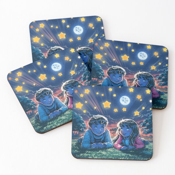 Item preview, Young love couple stargazing - anime style designed and sold by EmeraldeaArt.