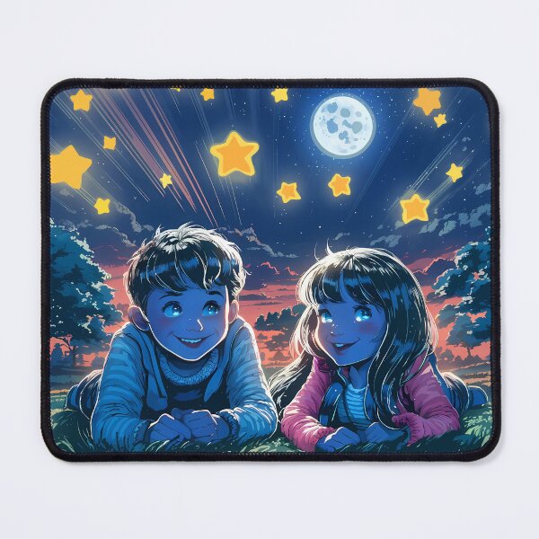 Item preview, Young love couple stargazing - anime style designed and sold by EmeraldeaArt.