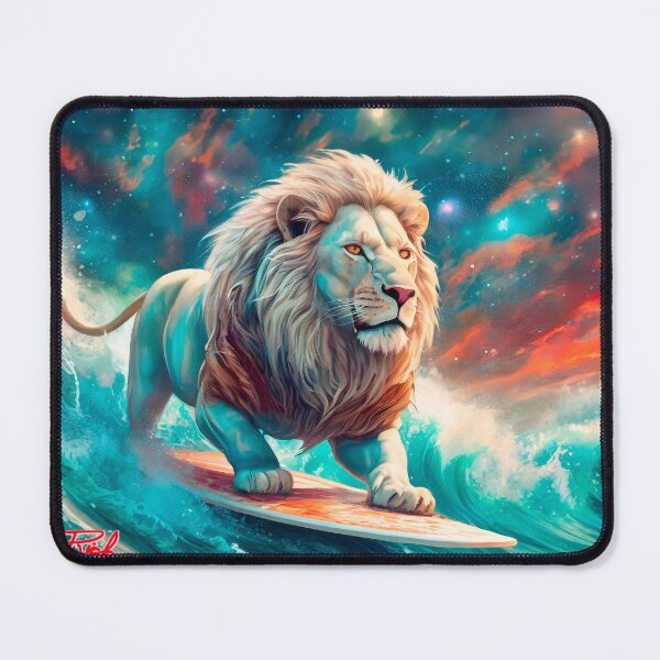 Item preview, White Lion Surfing the Galaxy Design From Rich AMeN Gill designed and sold by RichAMeNGill.