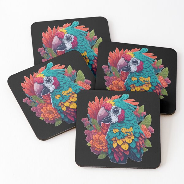 Item preview, Scarlet Macaw Parrot with a Splash of Flowers designed and sold by FocusChillax.