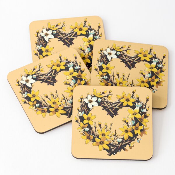 Item preview, Spring Forsythia heart Wreath designed and sold by FrictionMaxxing.