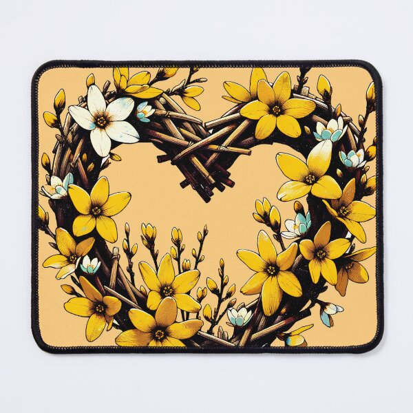 Item preview, Spring Forsythia heart Wreath designed and sold by FrictionMaxxing.