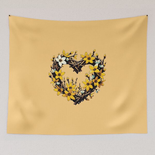 Item preview, Spring Forsythia heart Wreath designed and sold by FrictionMaxxing.