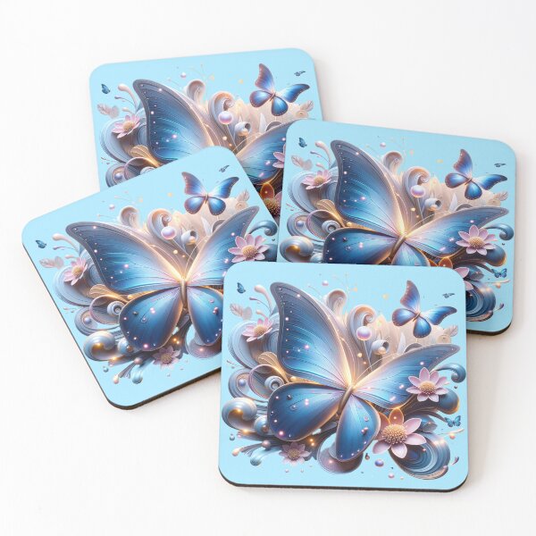 Artikelvorschau, Blumenblauer und rosa Schmetterling entworfen und verkauft von AnalajiaDesigns.