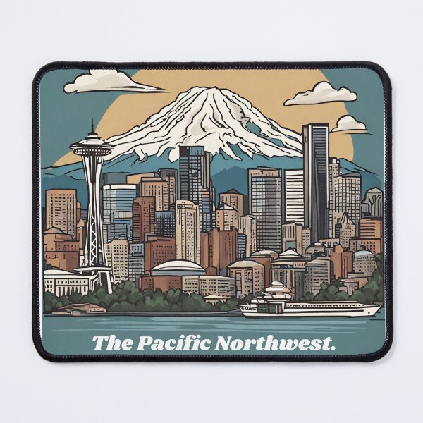 Item preview, Pacific Northwest Seattle Skyline Drawing designed and sold by Kreativechaos.