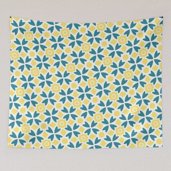 Item preview, Teal Batik Flowers & Gold Shield Cross Absolute Diagrams designed and sold by Alchemy-A-La-G.
