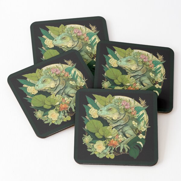 Item preview, A beautiful iguana among tropical flowers.  designed and sold by Natalia-Vlad.