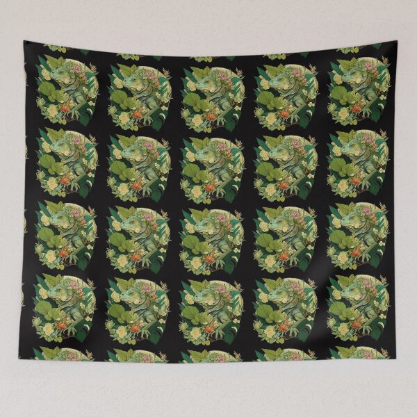 Item preview, A beautiful iguana among tropical flowers.  designed and sold by Natalia-Vlad.