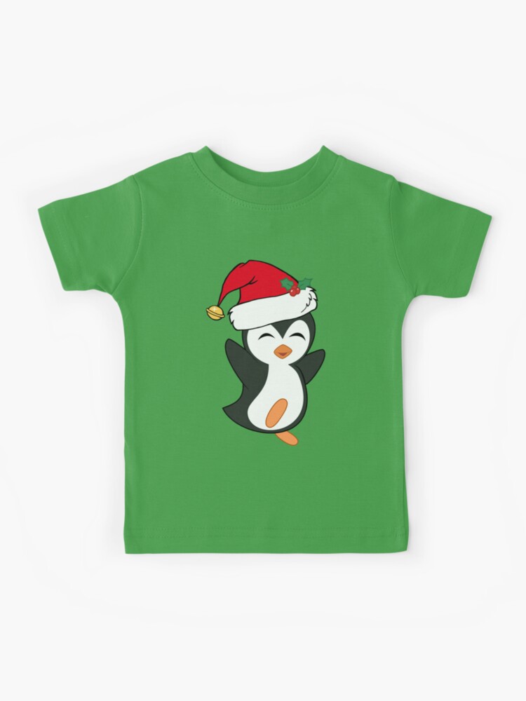 Cute Christmas Penguin in Santa Hat Kids T-Shirt