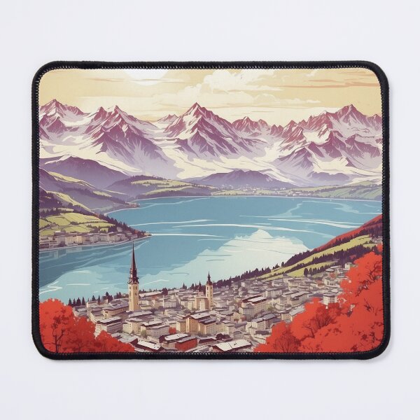 Item preview, Zell am See Austria Sunrise Vintage Travel Tourism Poster  designed and sold by TravelersGems.