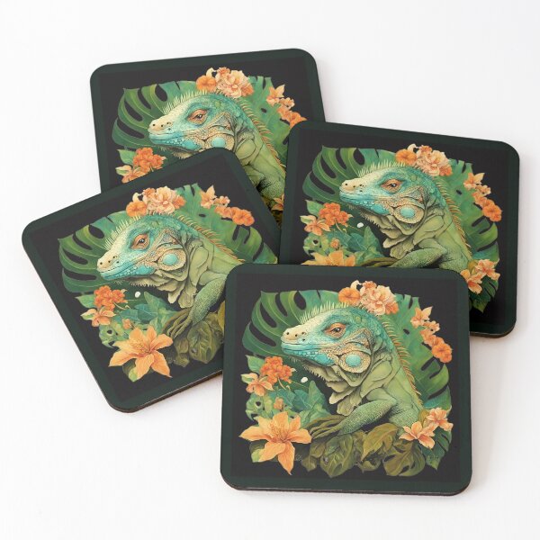 Item preview, A beautiful iguana among tropical flowers.  designed and sold by Natalia-Vlad.