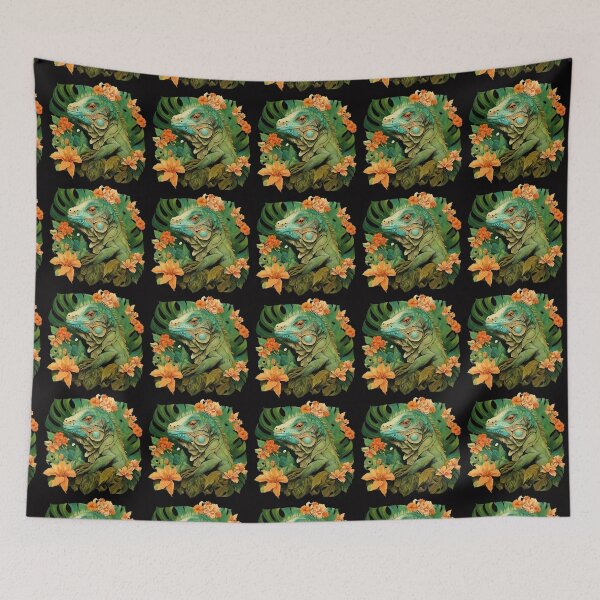 Item preview, A beautiful iguana among tropical flowers.  designed and sold by Natalia-Vlad.