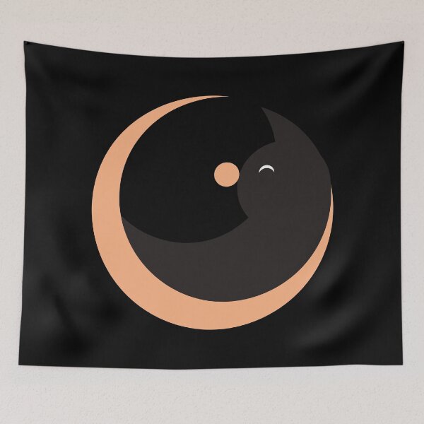 Item preview, Geometric napping moon cat designed and sold by Khial.