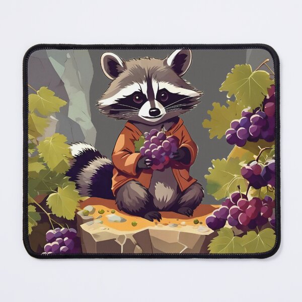 Item preview, Raccoon on a stone harvesting grapes. designed and sold by Ciervo Primavera.