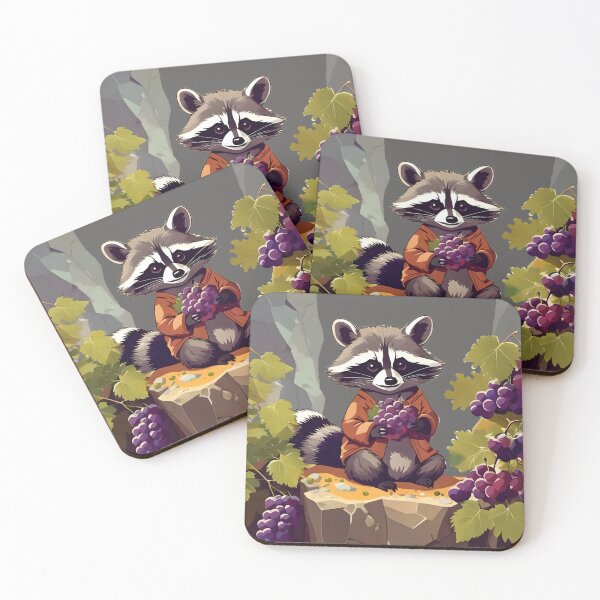 Item preview, Raccoon on a stone harvesting grapes. designed and sold by Ciervo Primavera.