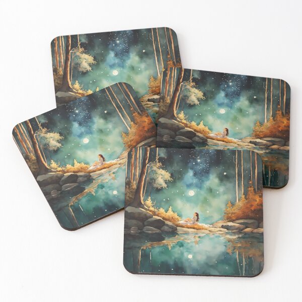 Item preview, watercolor underneath the night sky designed and sold by soulfulpalette.