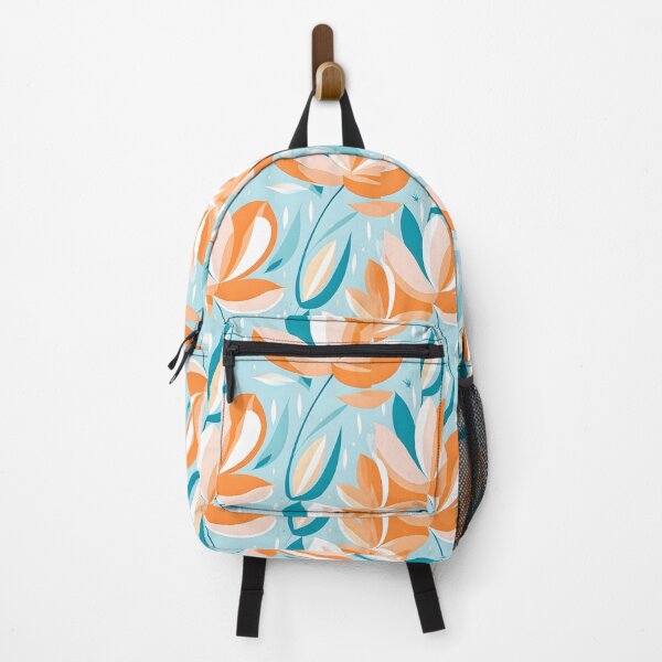 Item preview, Retro Mid Century Modern Flower Pattern Peach, Sky Blue designed and sold by Prints and Lifestyle.