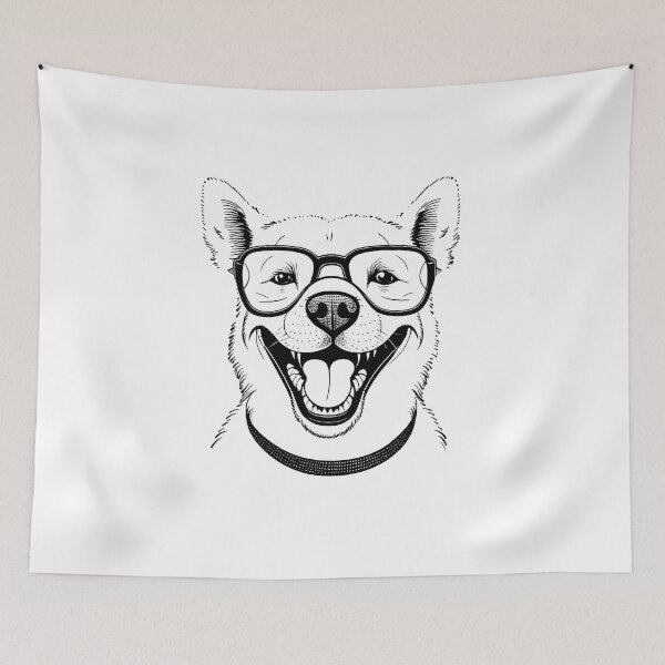Item preview, Happy Dog wearing glasses designed and sold by StonegateArt.